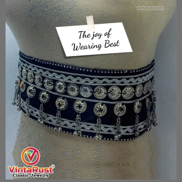 Vintage Afghan Belly Dance Belt: Tribal Boho Belt with Bells main image 8